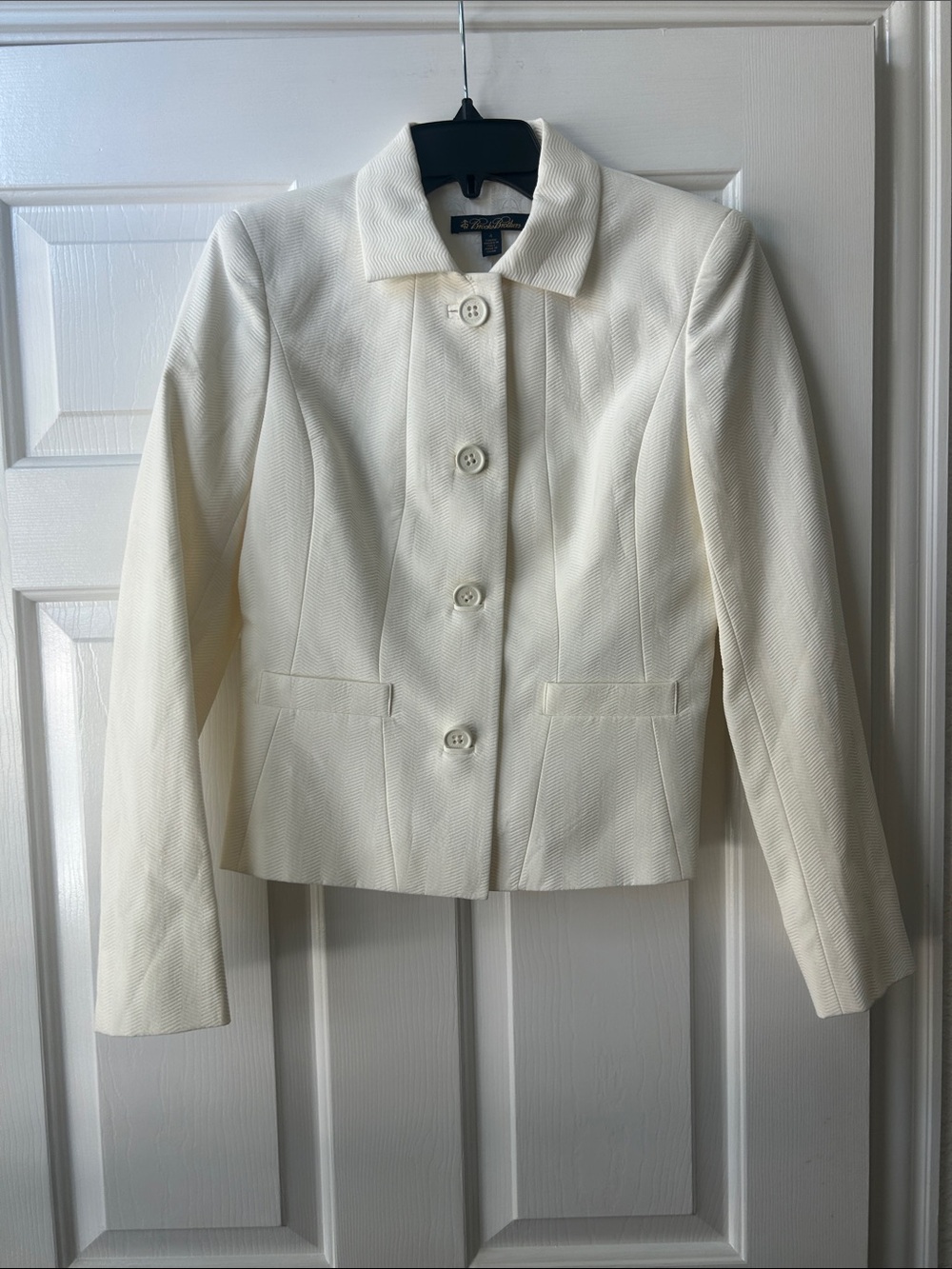 Brooks Brothers Ivory Structured Single-Breasted Blazer